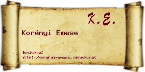 Korényi Emese névjegykártya